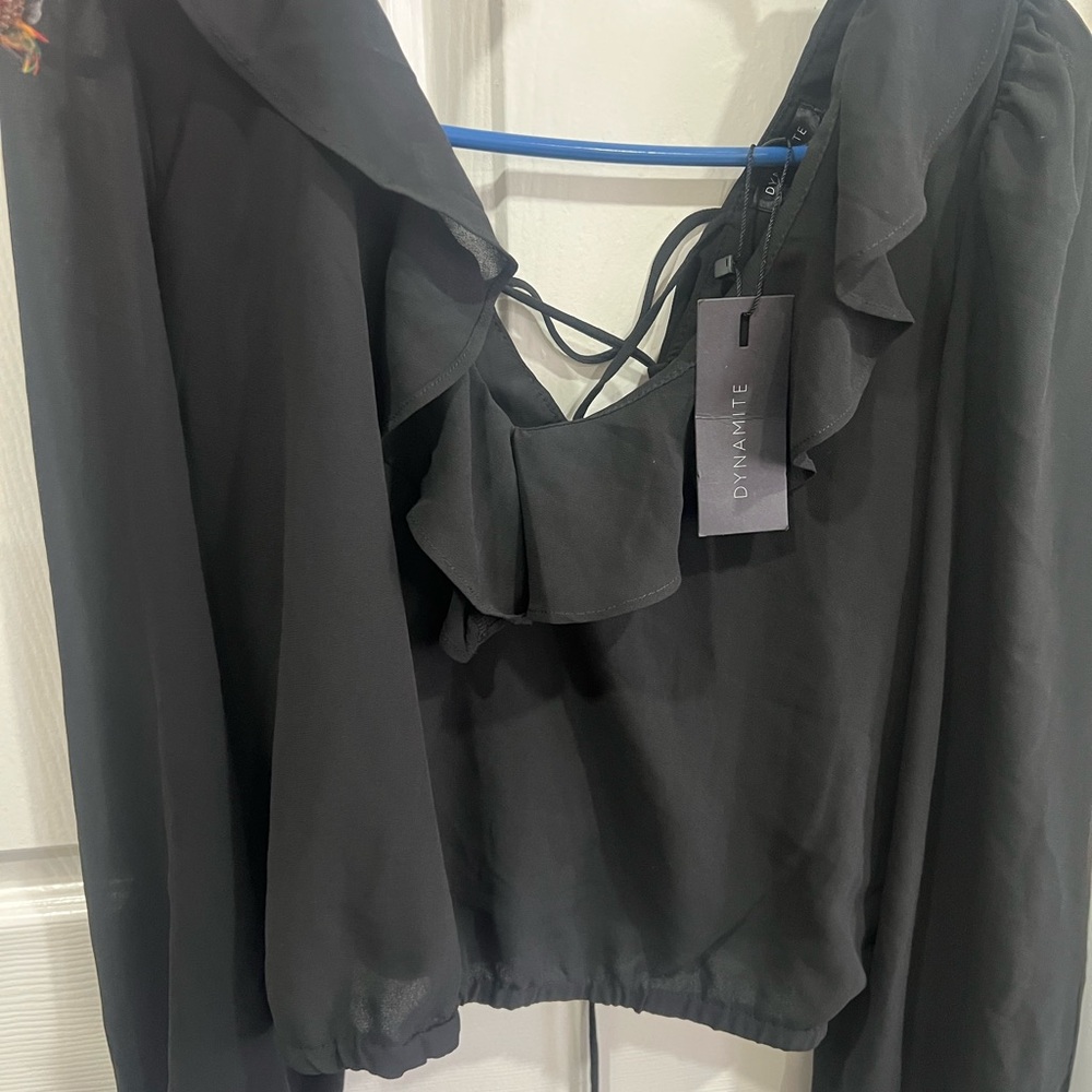 Dynamite Black Ruffle Women's Top